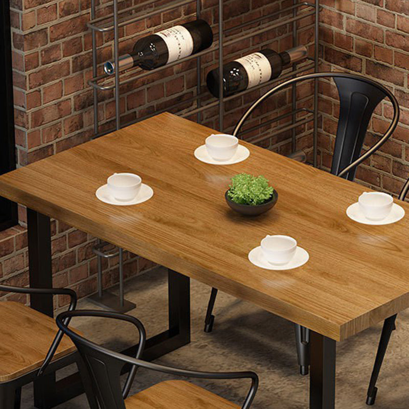 Industrial 1/5 Pieces Dining Set Rectangle Pine Wood Dining Table for Dining Room Cafe