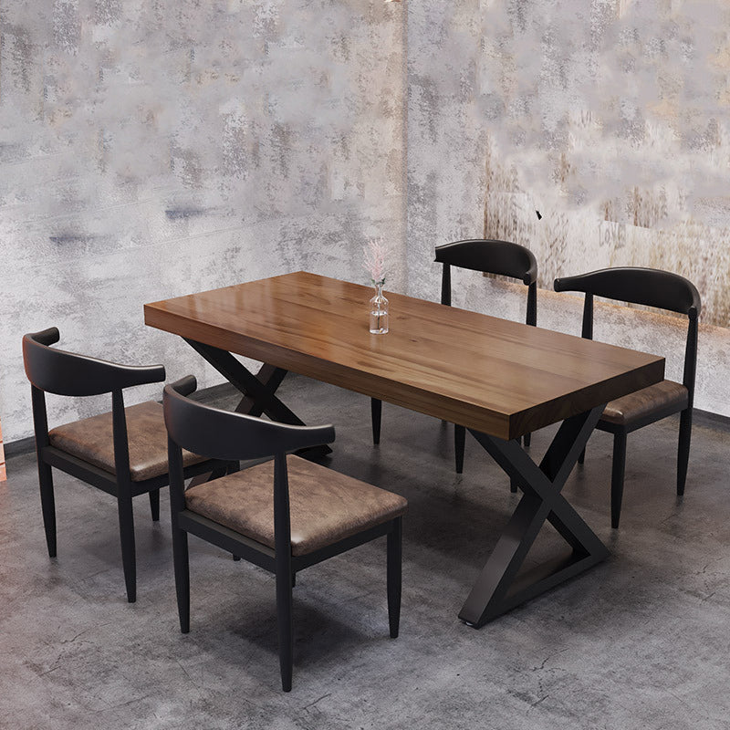 Industrial 1/4/5 Pieces Dining Set Rectangle Pine Wood Dining Table for Dining Room Cafe
