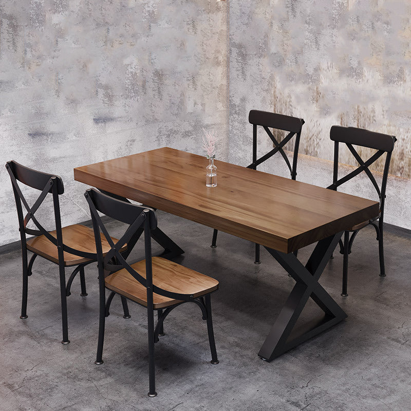 Industrial 1/4/5 Pieces Dining Set Rectangle Pine Wood Dining Table for Dining Room Cafe