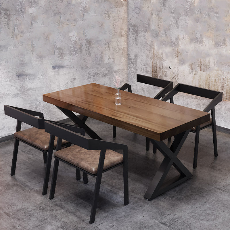 Industrial 1/4/5 Pieces Dining Set Rectangle Pine Wood Dining Table for Dining Room Cafe