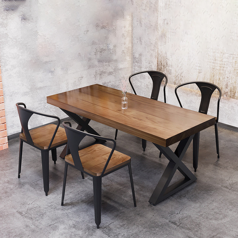 Industrial 1/4/5 Pieces Dining Set Rectangle Pine Wood Dining Table for Dining Room Cafe