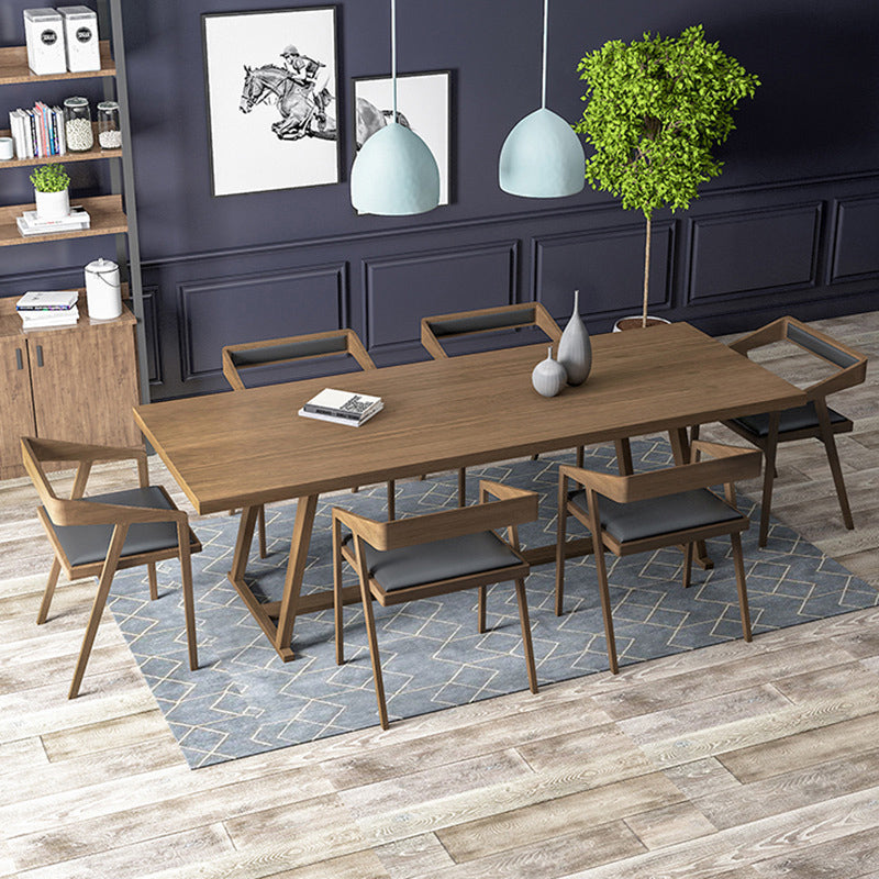 Industrial 1/5/7 Pieces Dining Set Rectangle Pine Wood Dining Table Set for Cafe