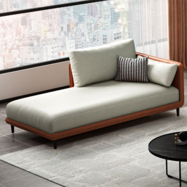Modern Style Recessed Arms Chaise Living Room Faux Leather Chaise