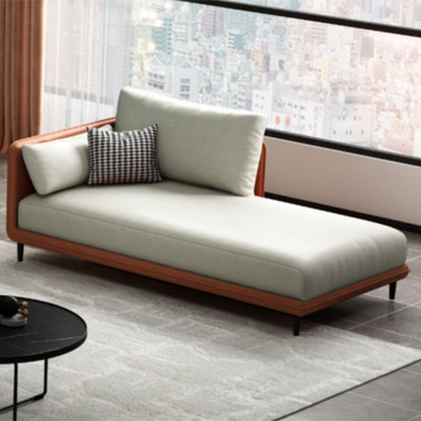 Modern Style Recessed Arms Chaise Living Room Faux Leather Chaise
