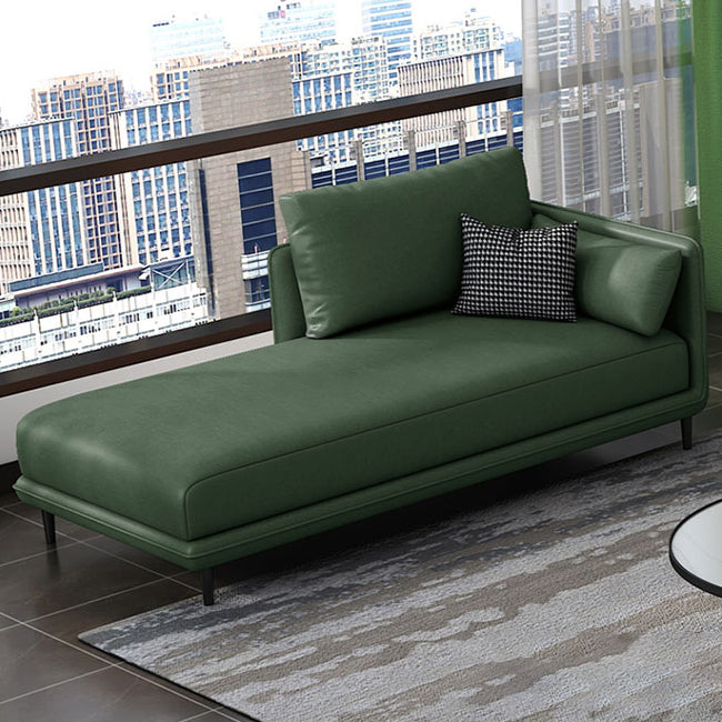 Modern Style Recessed Arms Chaise Living Room Faux Leather Chaise