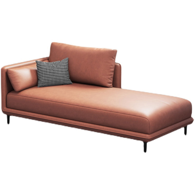 Modern Style Recessed Arms Chaise Living Room Faux Leather Chaise