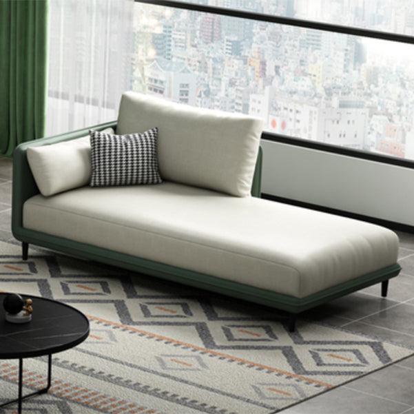 Modern Style Recessed Arms Chaise Living Room Faux Leather Chaise