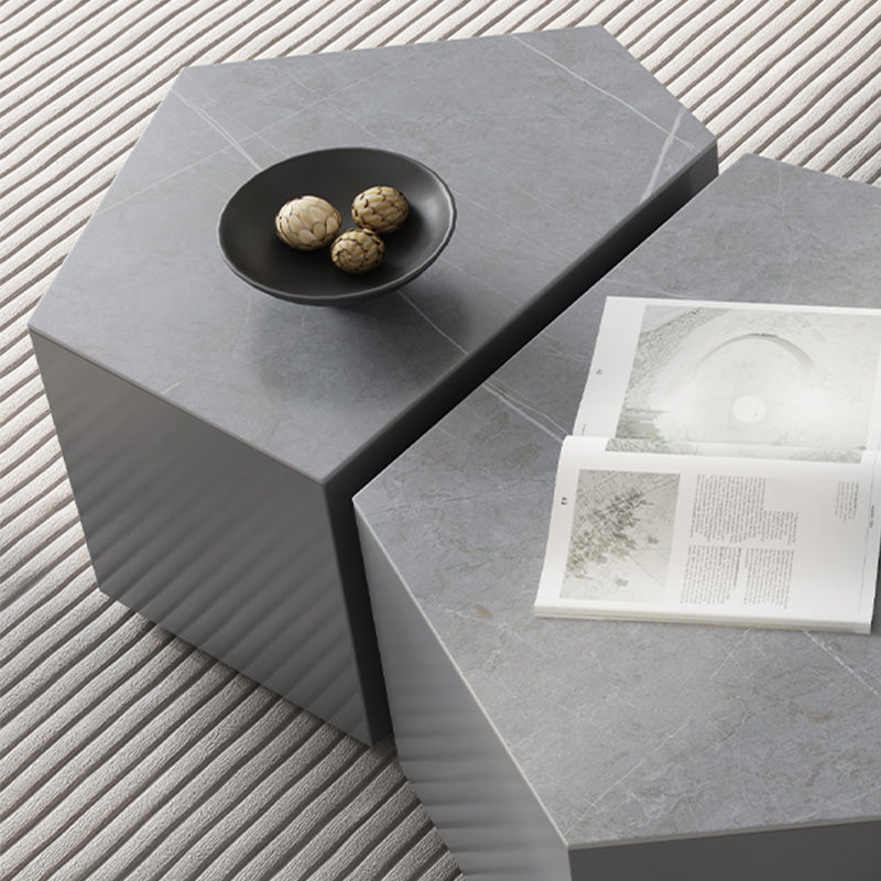 13"H Contemporary Coffee Table Grey Coffee Cocktail Table with Drawer