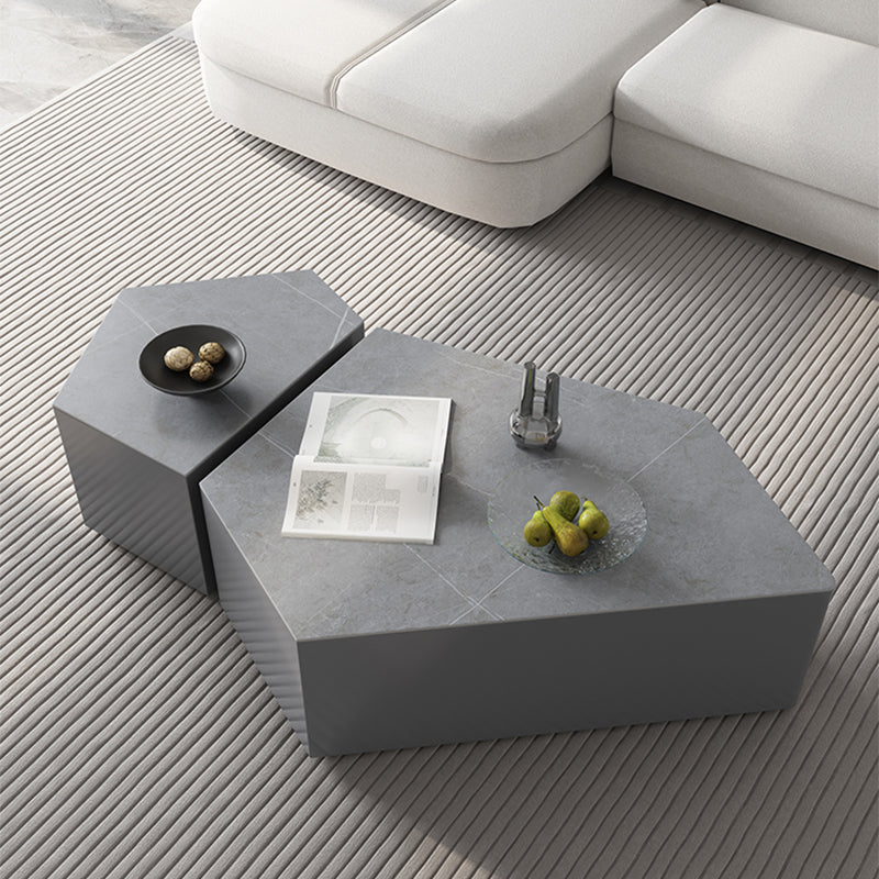 13"H Contemporary Coffee Table Grey Coffee Cocktail Table with Drawer