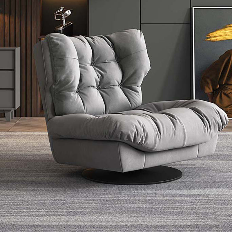 Tufted Microsuede Wingback Recliner 42" Wide Swivel Base Recliner Chair