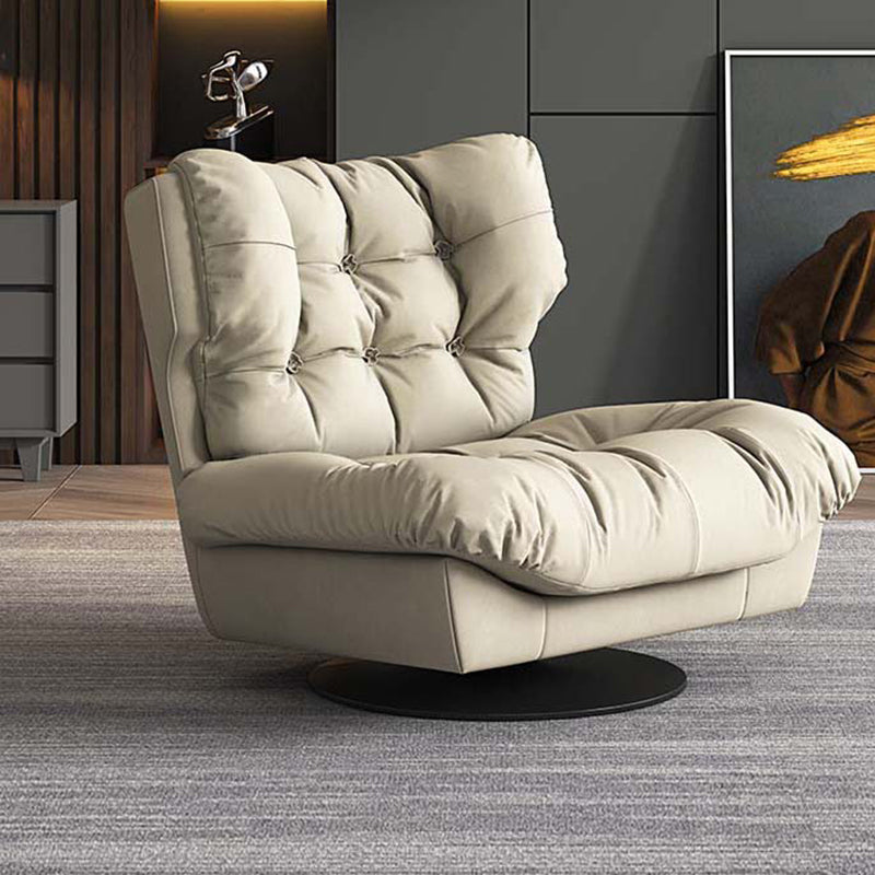 Tufted Microsuede Wingback Recliner 42" Wide Swivel Base Recliner Chair