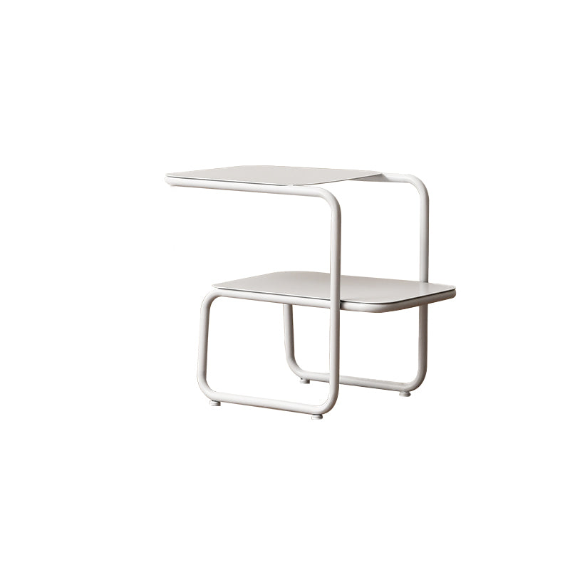 Modernistic Sled Base Side Table Rectangular Metal Top End Table with Shelf