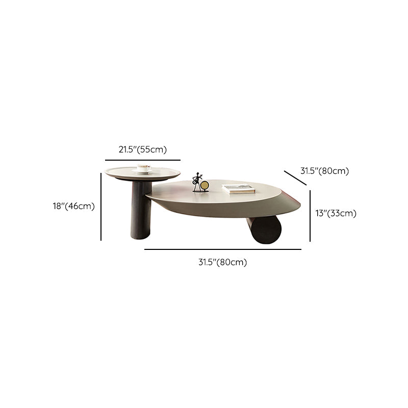 Modern 2-Piece Wood Coffee Table Round Nesting Coffee Table Set