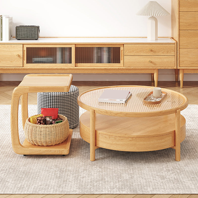 Tropical Coffee Table Solid Wood Coffee Cocktail Table with Storage