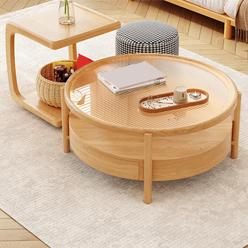 Tropical Coffee Table Solid Wood Coffee Cocktail Table with Storage