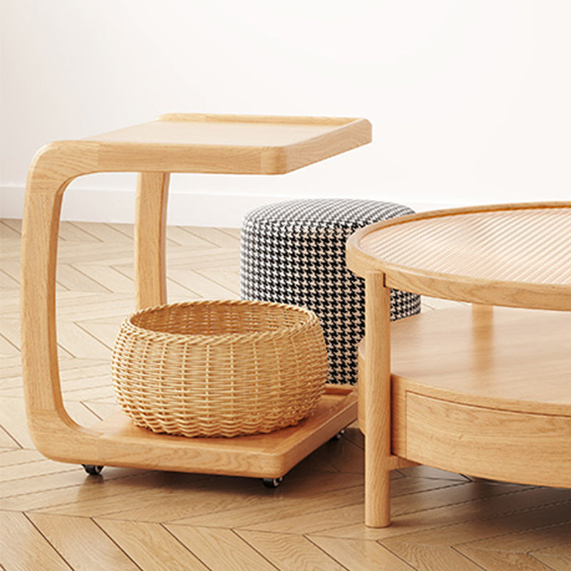 Tropical Coffee Table Solid Wood Coffee Cocktail Table with Storage