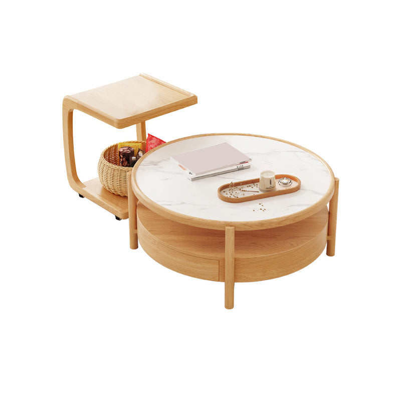 Tropical Coffee Table Solid Wood Coffee Cocktail Table with Storage