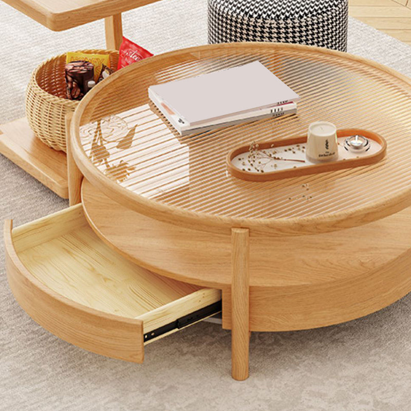 Tropical Coffee Table Solid Wood Coffee Cocktail Table with Storage