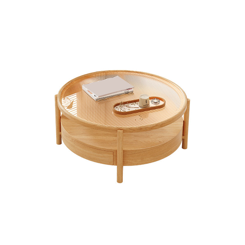 Tropical Coffee Table Solid Wood Coffee Cocktail Table with Storage