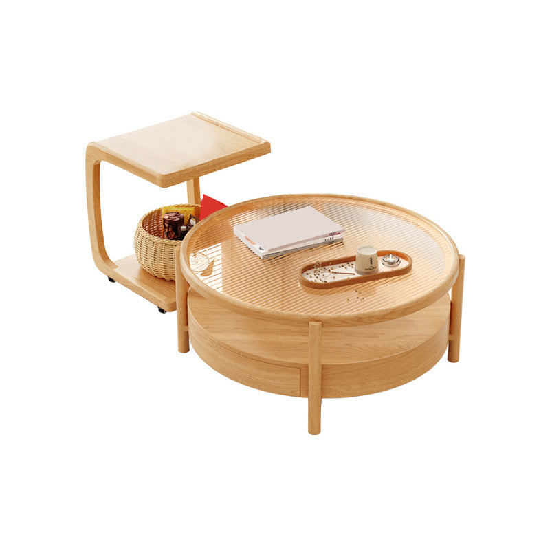 Tropical Coffee Table Solid Wood Coffee Cocktail Table with Storage