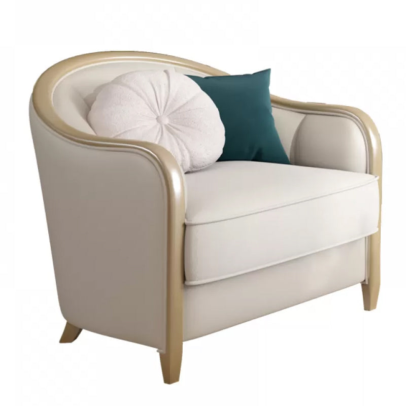 Linen Sectional Sofa Tropical Beige Sloped Arms Sofa for Living Room