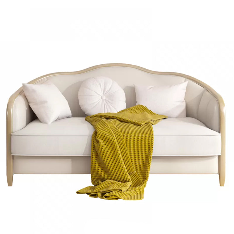 Linen Sectional Sofa Tropical Beige Sloped Arms Sofa for Living Room