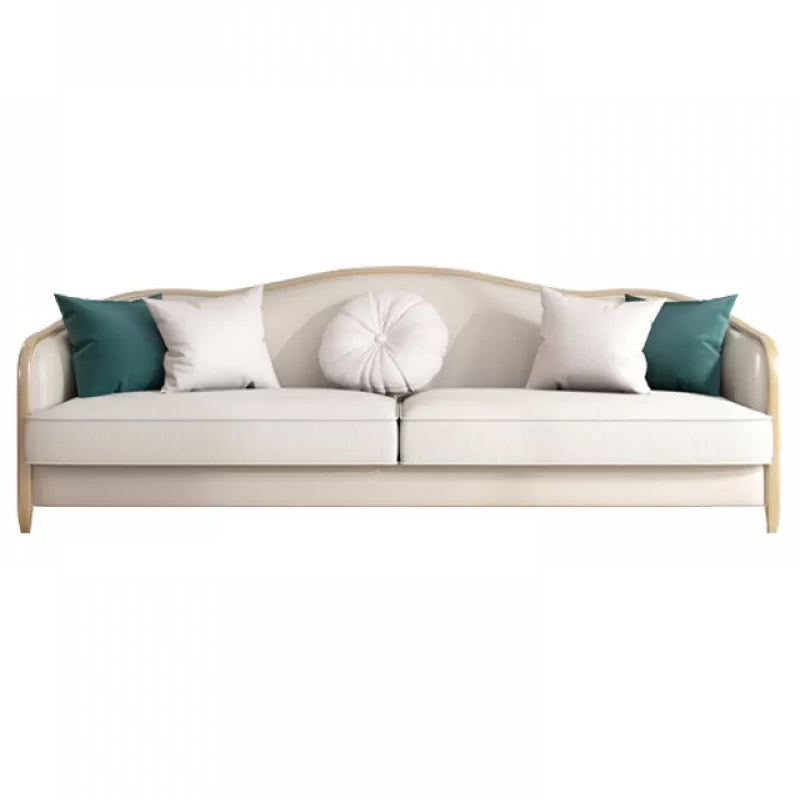 Linen Sectional Sofa Tropical Beige Sloped Arms Sofa for Living Room