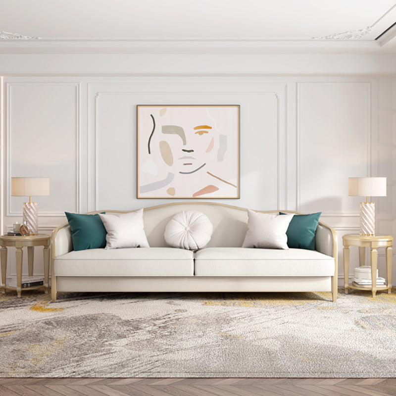 Linen Sectional Sofa Tropical Beige Sloped Arms Sofa for Living Room