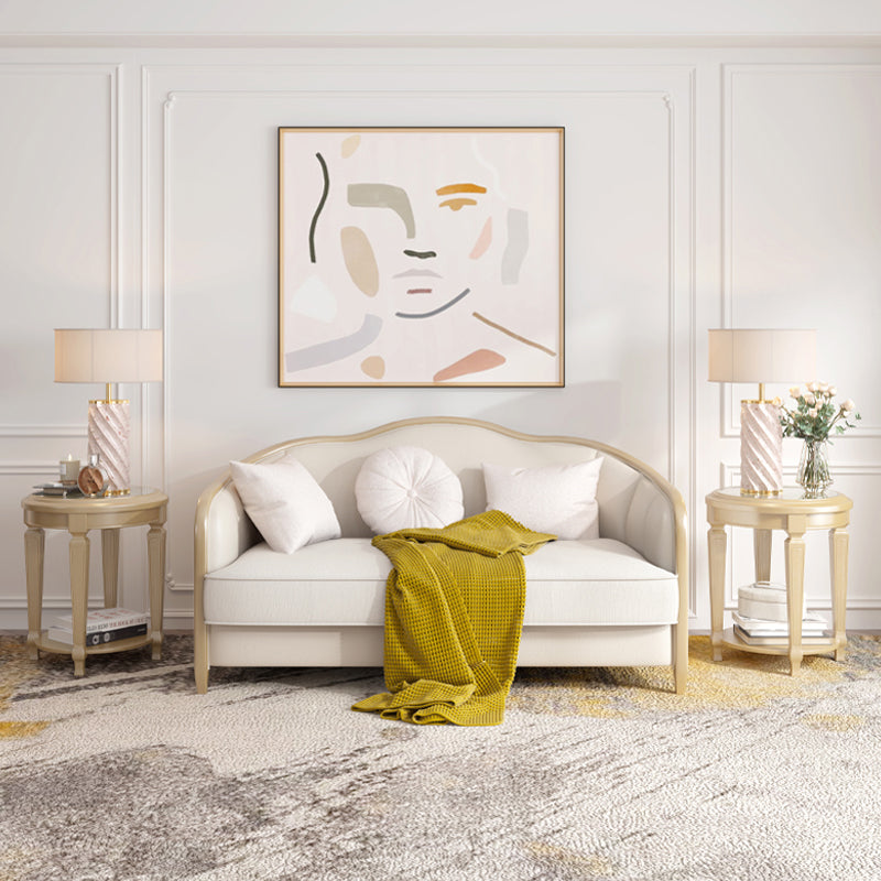 Linen Sectional Sofa Tropical Beige Sloped Arms Sofa for Living Room