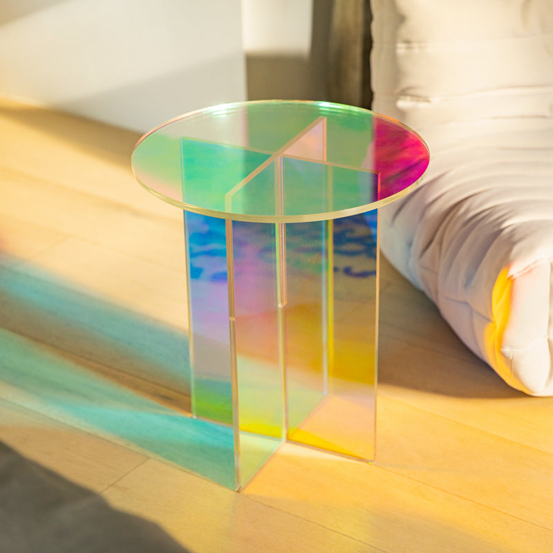 Multi-Color Accent Side Table Round Shape Plastic Table for Bedroom