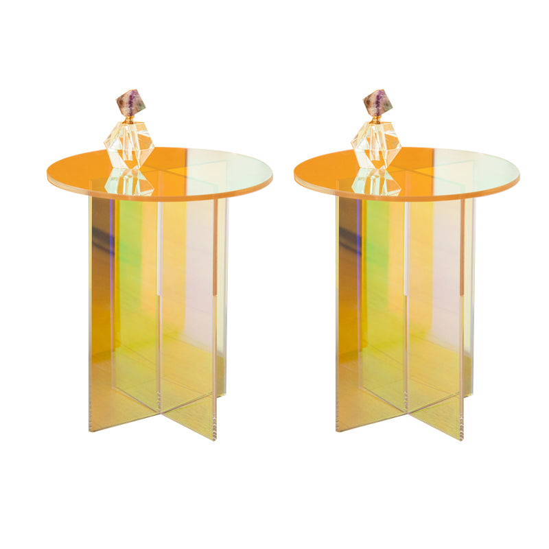Multi-Color Accent Side Table Round Shape Plastic Table for Bedroom