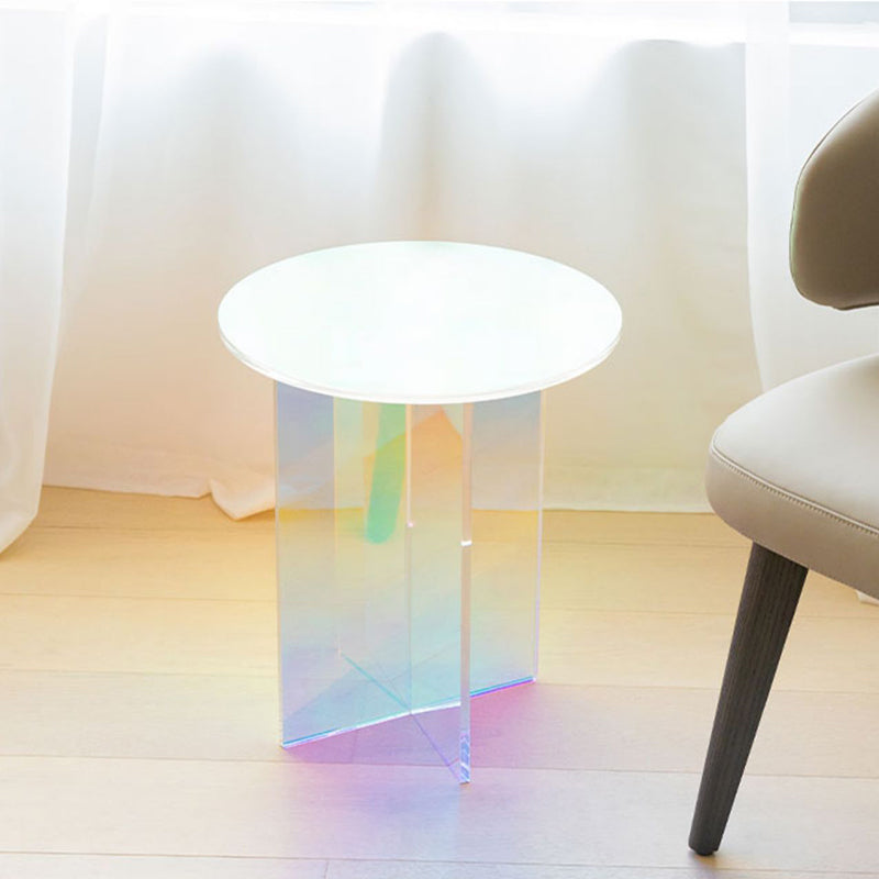 Multi-Color Accent Side Table Round Shape Plastic Table for Bedroom
