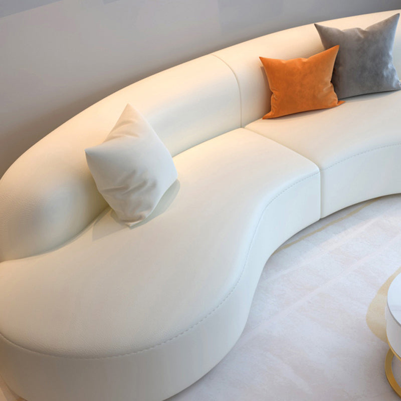 Curved Armless Sectional Sofa Faux Leather Stain-resistant Sectional