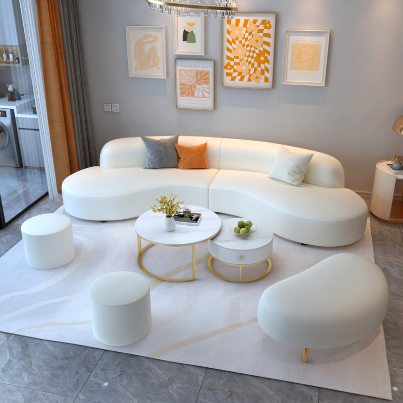 Curved Armless Sectional Sofa Faux Leather Stain-resistant Sectional