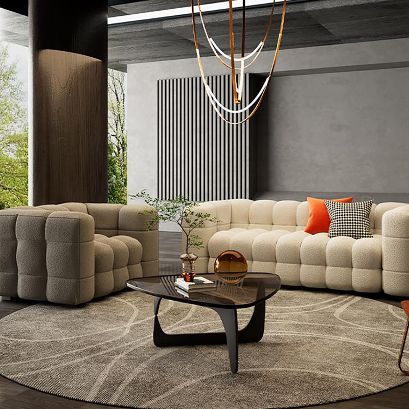 40" Wide Scandinavian Sofa Bed White Fabric Seating with Pillows