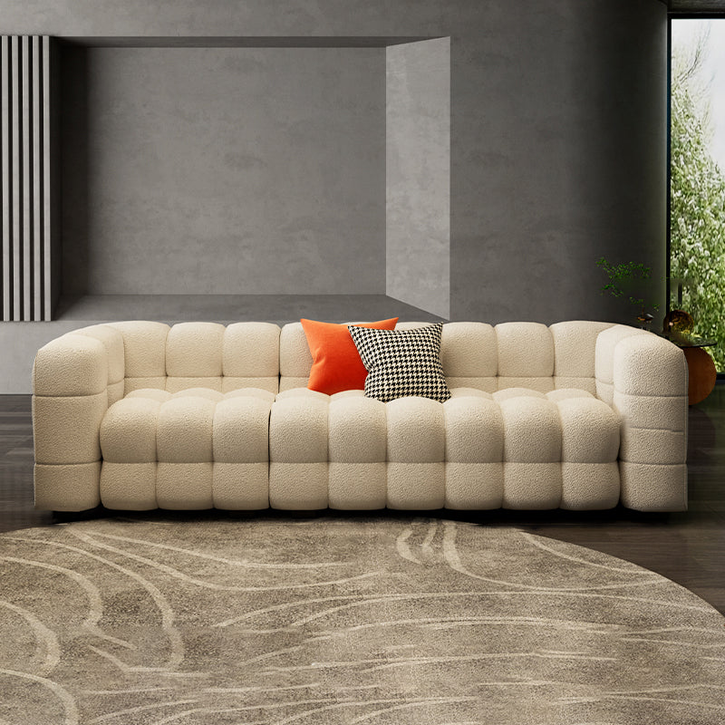 40" Wide Scandinavian Sofa Bed White Fabric Seating with Pillows