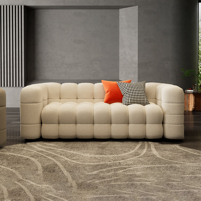 40" Wide Scandinavian Sofa Bed White Fabric Seating with Pillows