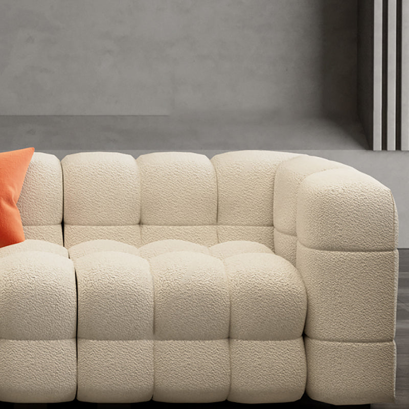 40" Wide Scandinavian Sofa Bed White Fabric Seating with Pillows