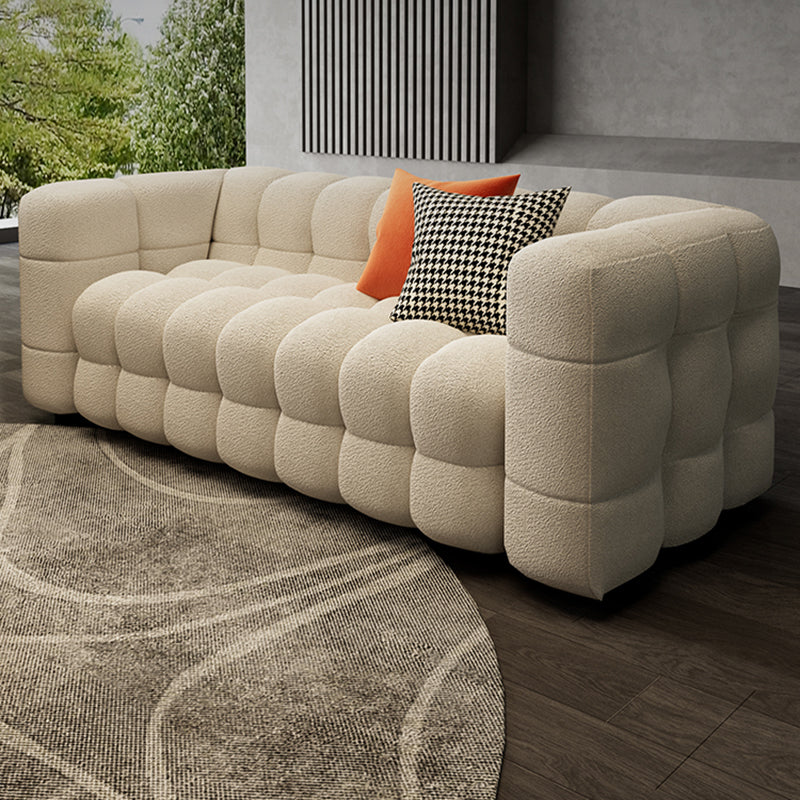 40" Wide Scandinavian Sofa Bed White Fabric Seating with Pillows