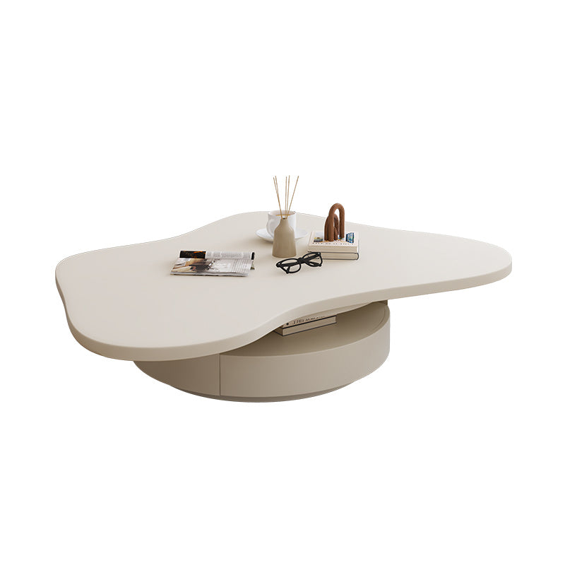 13"H Contemporary Coffee Table White Coffee Cocktail Table with Drawer