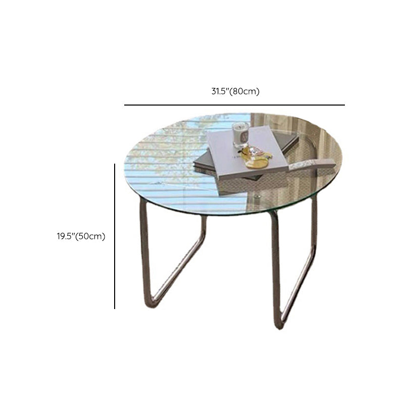 Modern Glass Top Round Coffee Table Sled Single Coffee Table