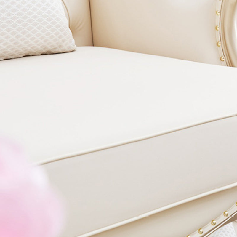 38.18" Tall Nailhead Trim Sectional Sofa Sloped Arm Genuine Leather Sofa