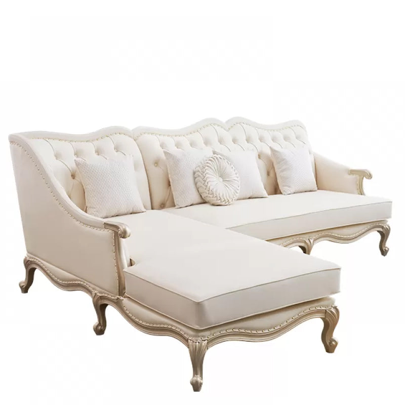 38.18" Tall Nailhead Trim Sectional Sofa Sloped Arm Genuine Leather Sofa