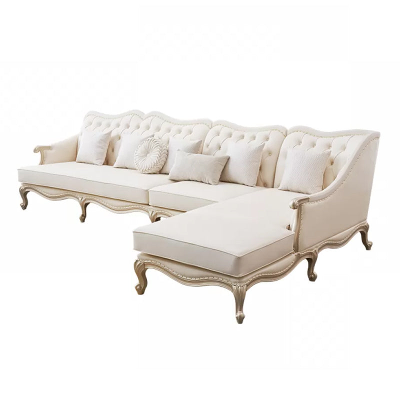 38.18" Tall Nailhead Trim Sectional Sofa Sloped Arm Genuine Leather Sofa