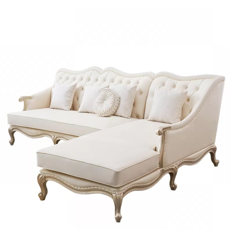 38.18" Tall Nailhead Trim Sectional Sofa Sloped Arm Genuine Leather Sofa