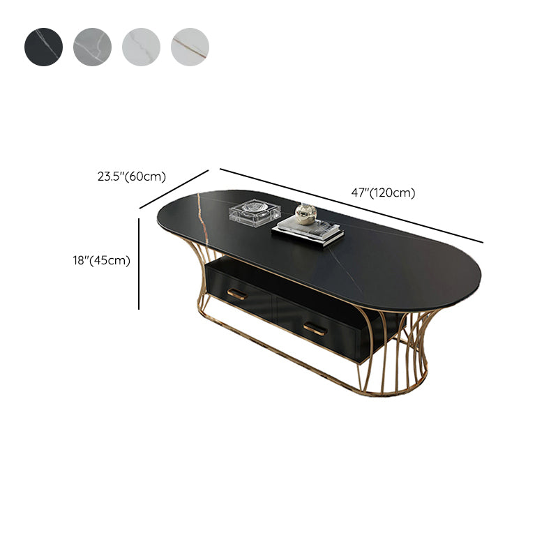 Glam Frame Single Coffee Table Oval Coffee Table with Drawer