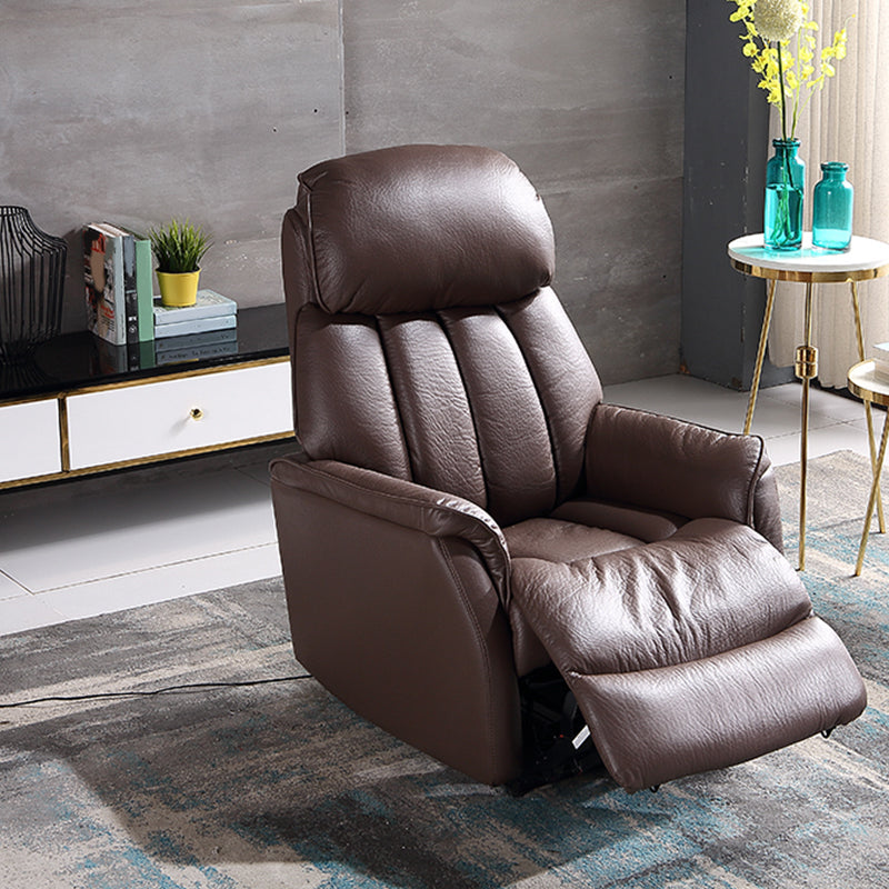 31.5" Wide Genuine Leather Recliner Traditional Recliner Chair with Swivel Glider Base