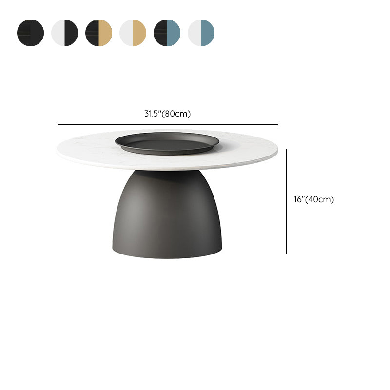 Slate Round Coffee Table Glam Pedestal No Distressing Coffee Table Set
