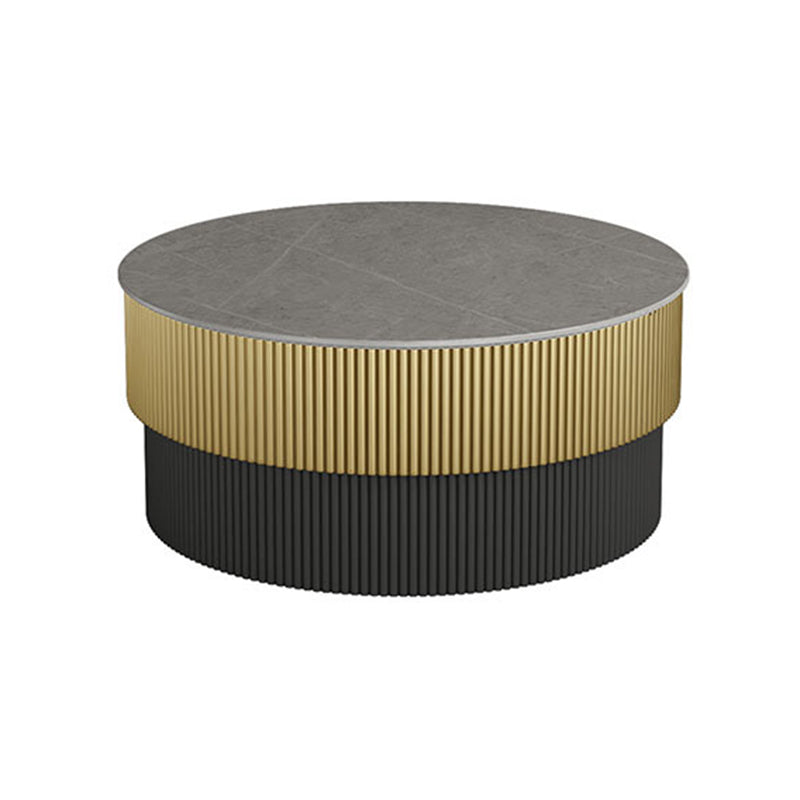 Round Slate Coffee Table Glam Pedestal No Distressing Single Coffee Table