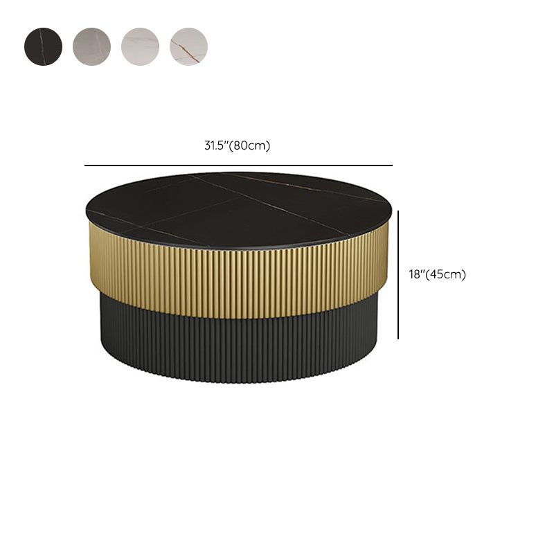 Round Slate Coffee Table Glam Pedestal No Distressing Single Coffee Table